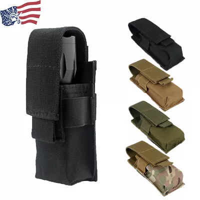 Tactical Molle LED Flashlight Pouch Holder Belt Holster Nylon Torch Carry Case • $6.99