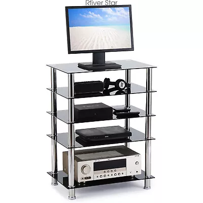 AV Component Tempered Glass Rack Stand Media Audio TowerBlack • $69.99