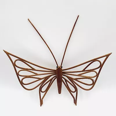 Vintage Bent Wood / Rattan Wicker Butterfly Wall Art Or Table Decor • $19.99