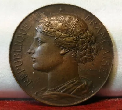French 42mm Marianne Medal Bronze By A Bertrand School Teachers Association  • $64.99