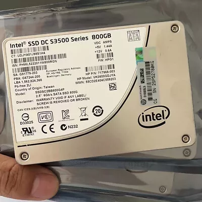 Intel 800GB DC S3500 6G/s 2.5  SATA SSD SSDSC2BB800G4P HP Version For Server • $69.89