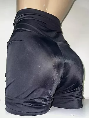 Vtg Black Satin Shine Glossy High Long Leg Panty Firm Girdle XL • $32.82