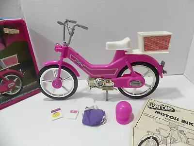 Vintage 1983 BARBIE Doll Motor Bike  Pink Bicycle By Mattel Complete Set • $13.95