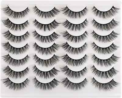 Newcally False Eyelashes Natural 3D Lashes Cat Eye Look Faux Mink Lashes Fluffy • £11.40