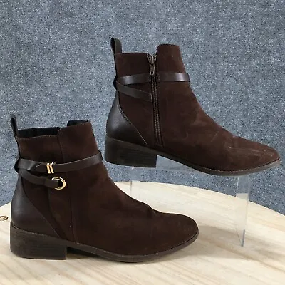 H&M Boots Womens 9.5 Jodhpur Casual Side Zip Ankle Bootie Brown Faux Suede Heels • $21.84