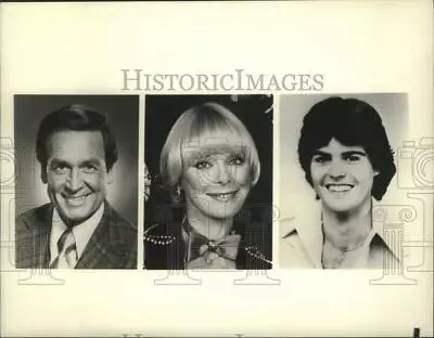 1981 Press Photo Bob Barker Elke Sommer Donny Osmond In  The Miss USA Pageant  • $29.88