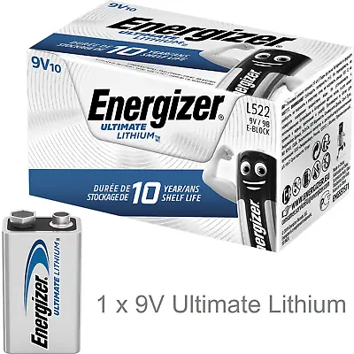 1 X NEW ENERGIZER® 9V ULTIMATE LITHIUM PP3 6LR61 LR22 E-Block Battery In Bulk • £9.24