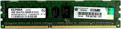 ELPIDA 4GB 1Rx4 PC3-10600R EBJ40RF4BCFD-DJ-F  DDR3 RDIMM -  Server Ram • $8.90