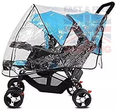 Universal Stroller Raincover Twins Strollers Double Tandem Baby Stroller Transp • £17.94