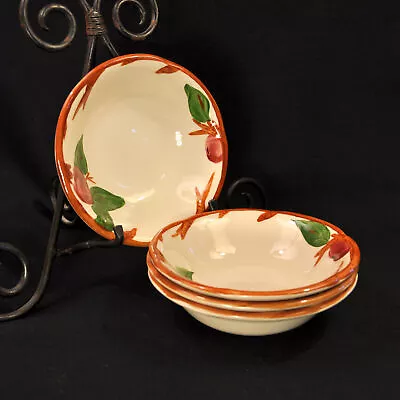 Franciscan Apple 4 Bowls Coupe Cereal Hand Painted Red Green Brown UK 1985-2003 • £53.95