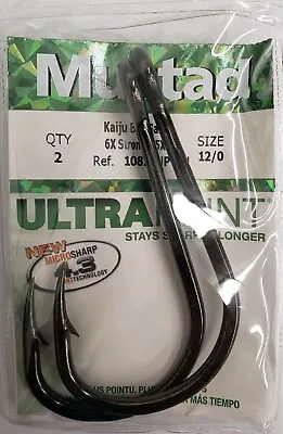 Mustad 10828NP-BN Kaiju Big Game TUNA Hooks 6X Strong 5X Long - Size 12/0  2 Pk • $14.99