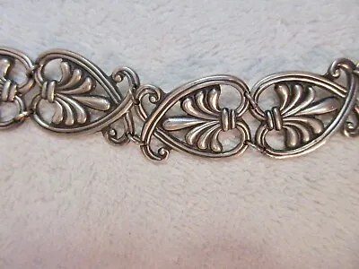 Margot De Taxco Sterling Silver Belt Leaf Link SIGNED Art Deco Midcentury Minty  • $695