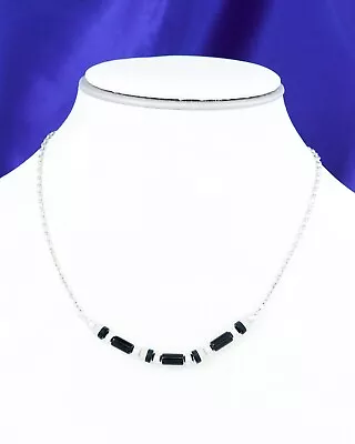 Vtg SARAH COVENTRY  Gigi  Black Grey & Silver Tone Beads Chain Necklace NOS • $14