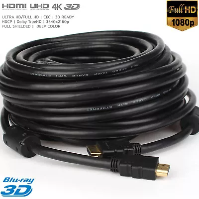4K Ultra FHD Gold HDMI Cable 24AWG Gold Plated 3D High Speed Ethernet 15m 20m AU • $9.49