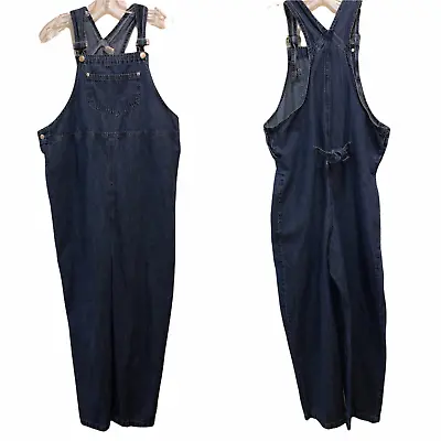 In Due Time Maternity Womens Medium Dark Wash Blue Denim Jean Bib Overalls Sz M • $18.97