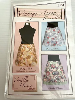 Apron Pattern Vintage Half Apron Vanilla House Designs Three Styles Craft Sewing • $17.98