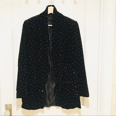 Zara Black Velvet Studded Blazer XS • $100