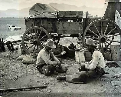 Group Of Old West Cowboys Chuck Wagon At Rest  Vintage Rare Find Photo  8X10 • $8.99