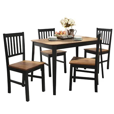 5 Pcs Mid Century Modern Dining Table Set 4 Chairs W/Wood Legs Kitchen Furniture • $309