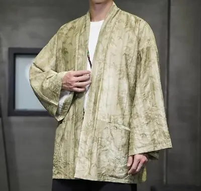 Men's Autumn Fashion Chinese Style V Neck Long Sleeve Loose Printed Jacket Coats • $49.18
