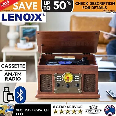 Bluetooth Turntable LP Vinyl Record Player Recorder AUX MP3 CD Cassette RETRO • $228.83