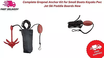 	Complete Grapnel Anchor Kit For Small Boats Kayaks Pwc Jet Ski Paddle Boards... • $33.50