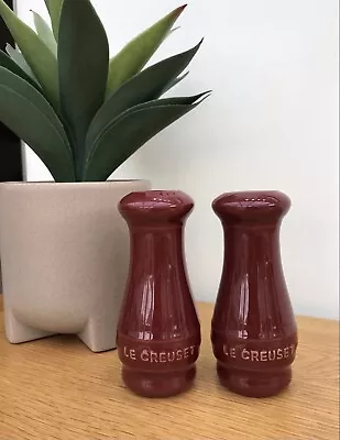 Le Creuset Maroon Red Stoneware Salt And Pepper Shakers Set • £13