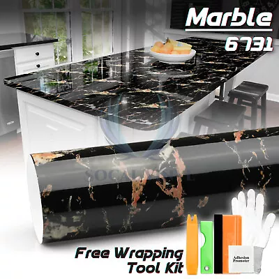 Gloss Marble Granite Vinyl Wrap Sticker Wallpaper Kitchen Home Counter Top 6731 • $310.98