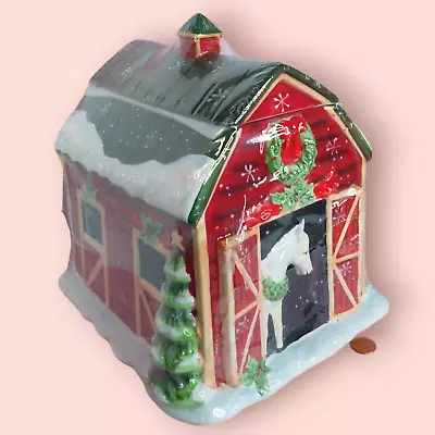 2017 Sleigh Bell Bistro Christmas Horse Barn Stable Cookie Jar Susan Winget • $60