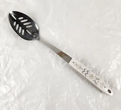 Vintage Flint Arrowhead Slotted Spoon Stainless Steel Harvest Wheat White Handle • $11.60