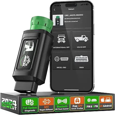 ANCEL HD120 Bluetooth Heavy Duty Truck Scanner Diesel Scan Tool DPF Forced Regen • $194.99