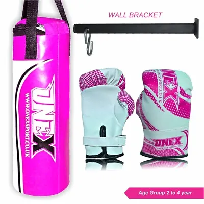 £15.89 • Buy 40cm Filled Heavy Kids Punch Bag Gym Training Boxing Set Wall Bracket Gloves MMA