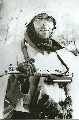 WW II Photo  German ----   Winter Camo Soldier -MP40  -- • $3.99