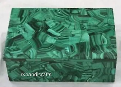 Jewelry Box For Gift Malachite Stone Overlay Work Rectangle Marble Corporate Box • $210.40