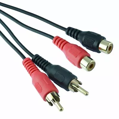 10m Red Black Male Plug To Female Socket Twin Phono RCA Extension Cable Lead • £4.99