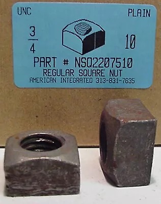 3/4-10 Regular Square Nuts Steel Plain 1-1/8 Af X 21/32 Th  (10) • $19.50