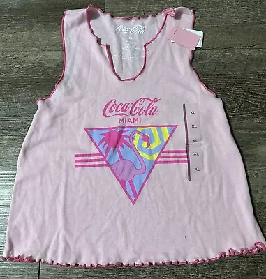 COCA-COLA Miami Vintage Women's XL Extra Large Pink Sleeveless Crop Top Shirt • $10.95