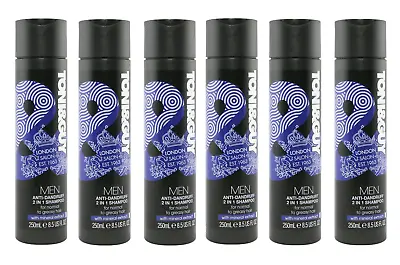 6x Toni & Guy Men  Anti-Dandruff 2in1 Shampoo 250ml With Mineral Extract • £21.50