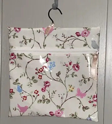 Handmade  Chintz  Oilcloth Peg Bag With Zip & Wooden Coat Hanger 14 X 14” XL • £8