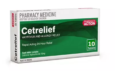 CETIRIZINE 10MG  Cetrelief Same As Zyrtec 10 Tablets Free Postage QLD Stock • $13.99