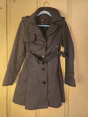 M60 Miss Sixty Womens Gray Wool Blend Long Sleeve Belted Lined Coat Sz M • $30