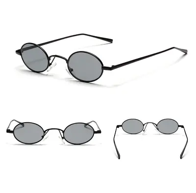The Matrix Keanu Reeves Sunglasses Small Oval UV Dark Lens Black Framed Shades • £21.95