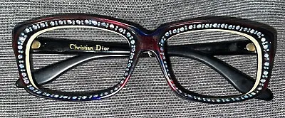 $9.99 • Buy Vintage Christian Dior Eye Glass Frames Jeweled Blue Original