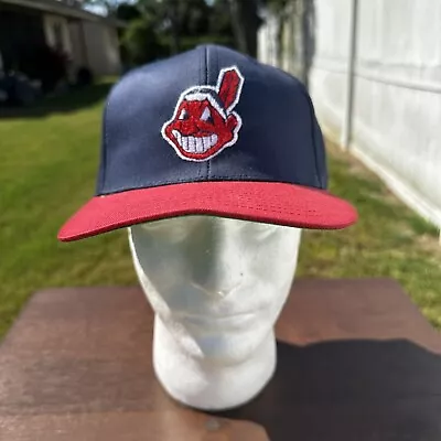 VINTAGE Cleveland Guardians Cap Hat Mens Snap Back Blue Indians Drew Pearson MLB • $22.99