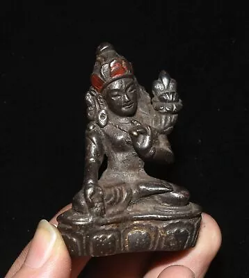 6CM Ancient Tibetan Buddhism Red Bronze Sit Da Le Lian Shi Buddha Amulet Pendant • $28