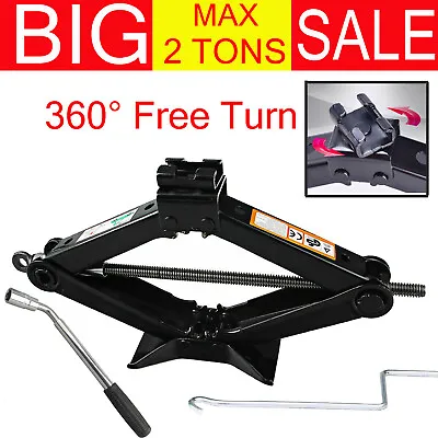 2 Ton Mini Portable Scissor Jack Car Van Vehicles Stand Tire Tool With Handle • $19.44