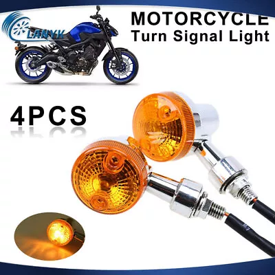 4x Mini Motorcycle Turn Signals Indicator Amber Bullet For Most Motorcycle Retro • $15.98