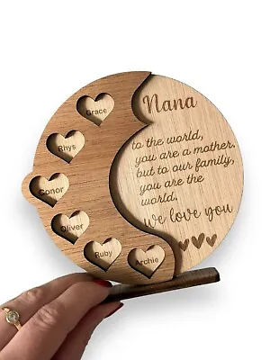 Personalised Nana Gifts Nanny Gift Kids Wooden Keepsake Plaque Love Family Tree • £10.99