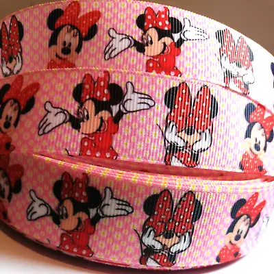 MINNIE MOUSE Grosgrain Ribbon 1 Inch (25mm) Width For Crafthair Cake Deco Etc • £1.99