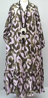 PLUS SIZE LA BASS LILAC PATTERNED 2 POCKETS A-LINE MIDAXI DRESS UK Size 22-24 • $73.36